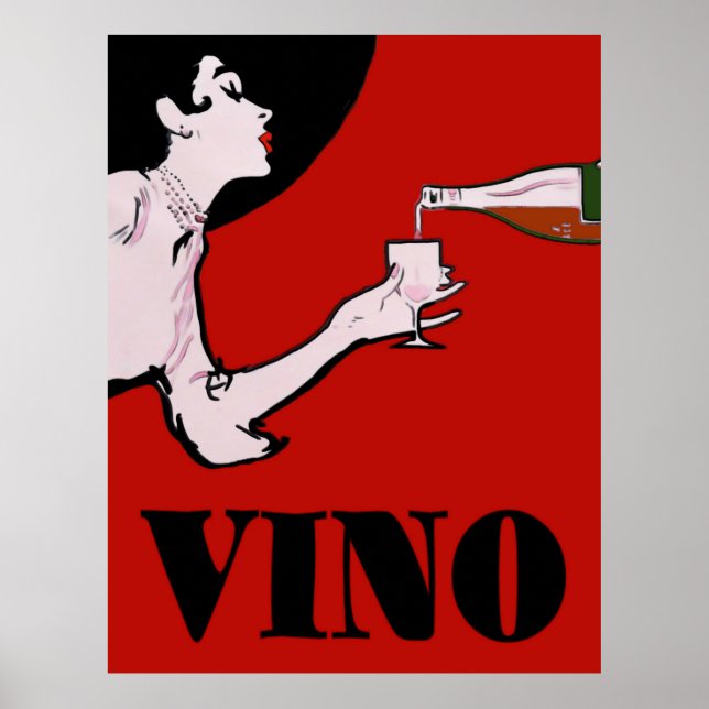 Vino- Wine Vintage Lady Posters (Front)
