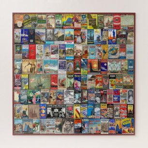 VINT. TRAVEL BROCHURES COLLAGE THEME JIGSAW PUZZLE