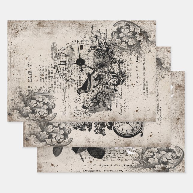 Vintaage elagance collection wrapping paper sheet (Set)