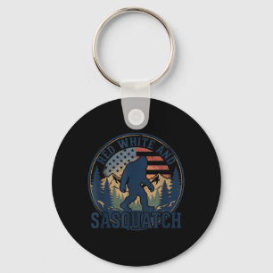 Vintag 4th of July Patriotic Bigfoot Red White and Key Ring
