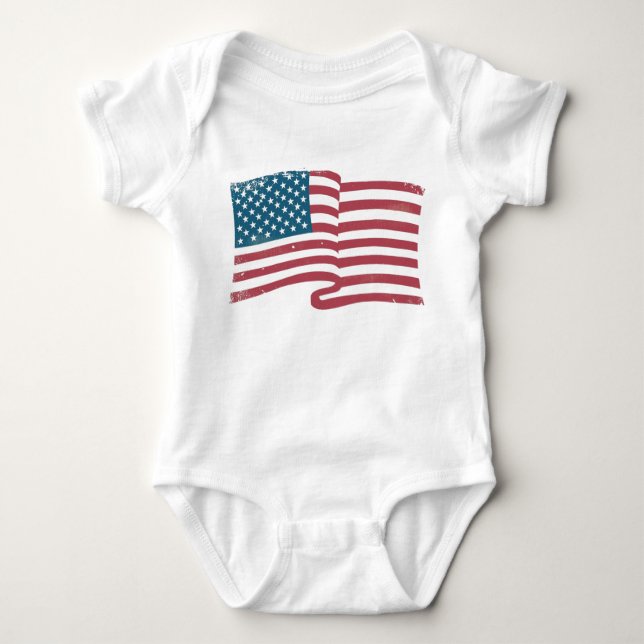 Vintag American flag Baby Bodysuit (Front)