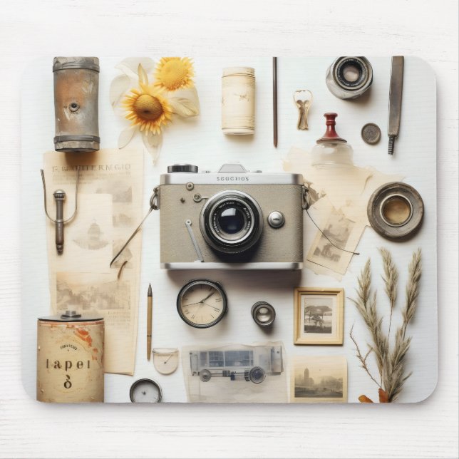 Vintag Camera and Trinkets Mouse Pad (Front)