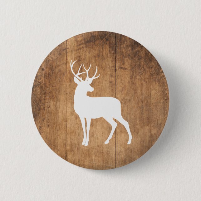 Vintaga Beauty Wood & Deer  6 Cm Round Badge (Front)