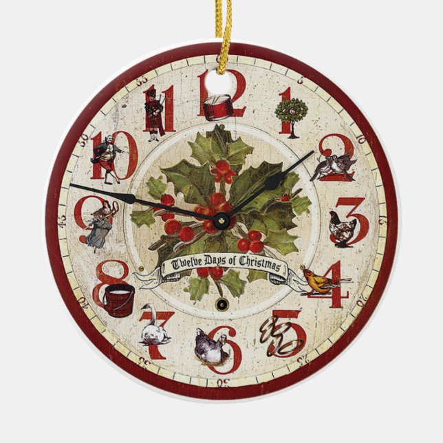 Vintage 12 Days of Christmas Ornament (Front)