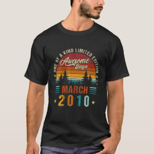 Vintage 12Th Birthday Awesome Since March 2010 T-Shirt