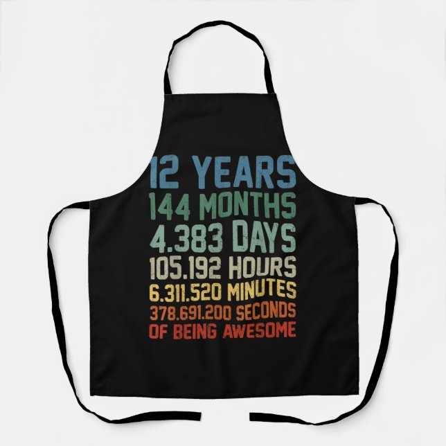 Vintage 12th Birthday Gift 12 Years Old Apron (Front)