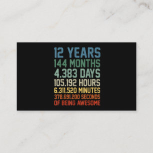 Vintage 12th Birthday Gift 12 Years Old Business Card