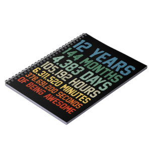 Vintage 12th Birthday Gift 12 Years Old Notebook
