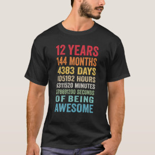 Vintage 12Th Birthday Gifts 12 Years Old Being Awe T-Shirt