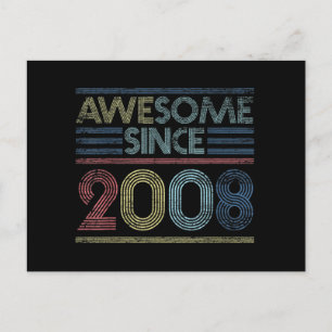 Vintage 13th Birthday Gifts Awesome Since 2008 Postcard