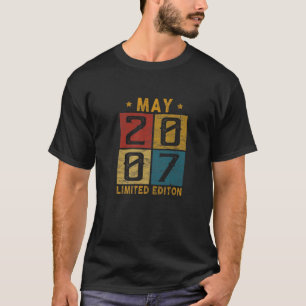 Vintage 15Th Birthday May 2007 Born In 2007 15 Yrs T-Shirt