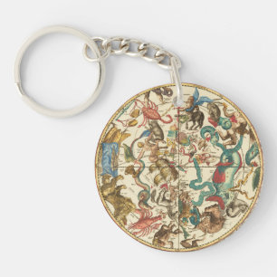 Vintage 1660 Southern Hemisphere Star Map Key Ring