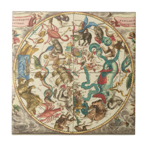 Vintage 1660 Southern Hemisphere Star Map Tile