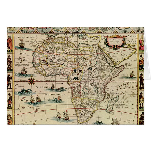 Vintage 1660's Africa Map by Willem Janszoon Blaeu (Front Horizontal)