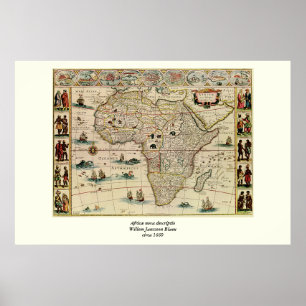 Vintage 1660's Africa Map by Willem Janszoon Blaeu Poster