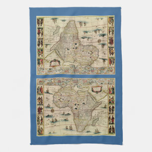Vintage 1660's Africa Map by Willem Janszoon Blaeu Tea Towel