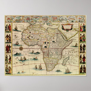 Vintage 1660's Africa Map Poster