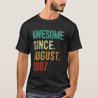 Vintage 16Th Birthday Awesome Since August 2007 16 T-Shirt