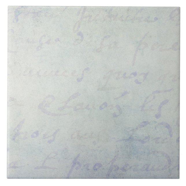 Vintage 1700s French Letters Antique Blue Paper Tile (Front)