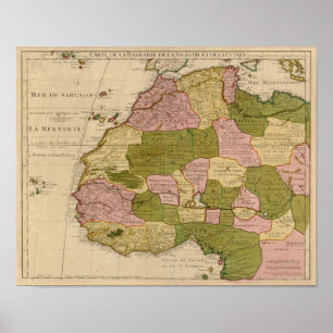 Vintage 1707 North Africa Map Poster
