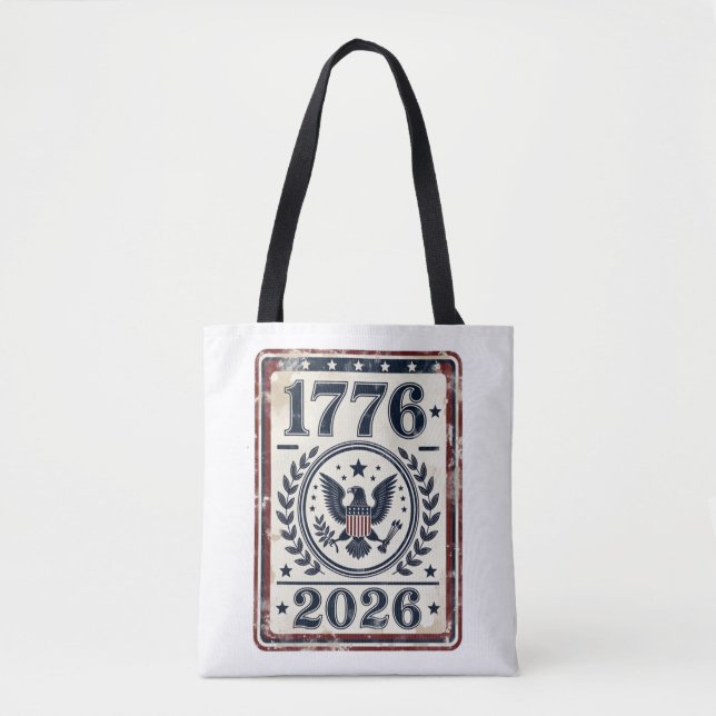 Vintage 1776 2026 Patriotic Eagle Seal Tote Bag (Front)