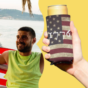 Vintage 1776 American Flag  Seltzer Can Cooler