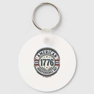 Vintage 1776 American Independence Day Shirt Desig Key Ring