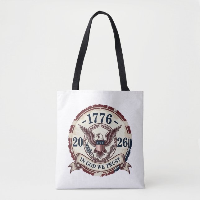 Vintage 1776 Eagle Badge Patriotic Tote Bag (Front)