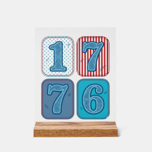 Vintage 1776 Patriotic Patchwork Acrylic Sign