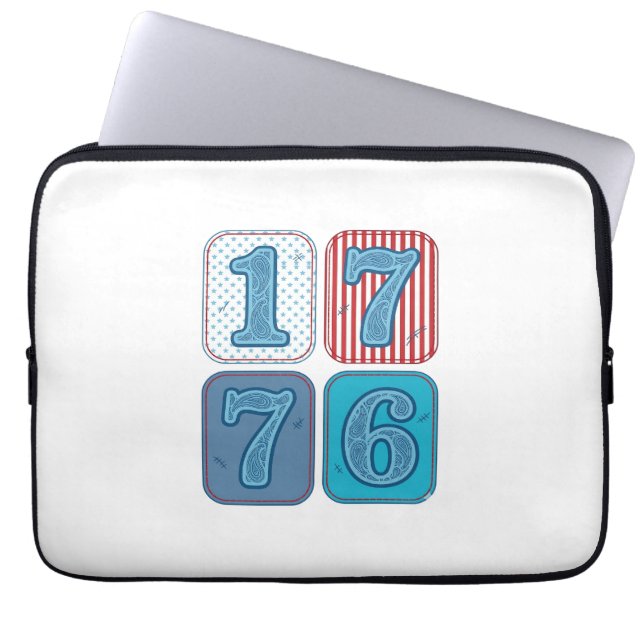 Vintage 1776 Patriotic Patchwork Laptop Sleeve (Front)