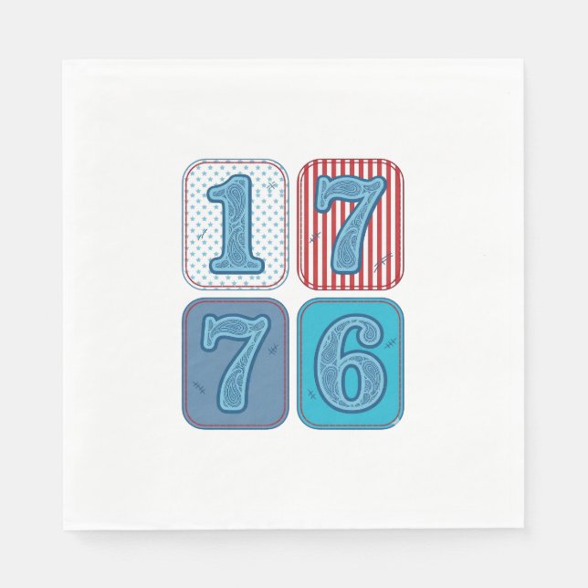 Vintage 1776 Patriotic Patchwork Napkin (Front)