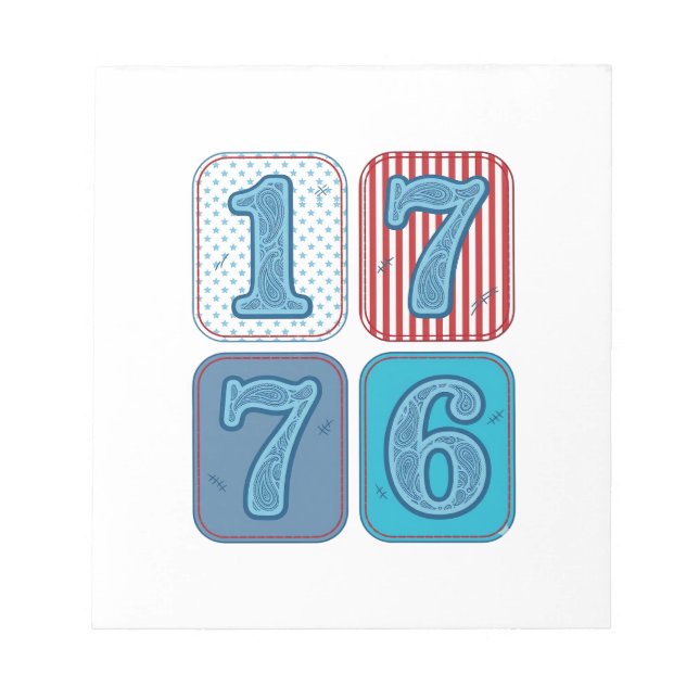 Vintage 1776 Patriotic Patchwork Notepad (Front)