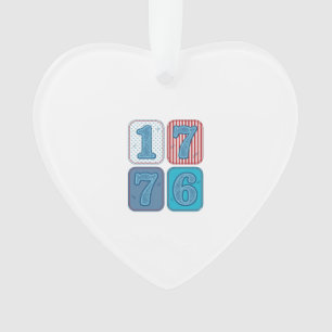 Vintage 1776 Patriotic Patchwork Ornament