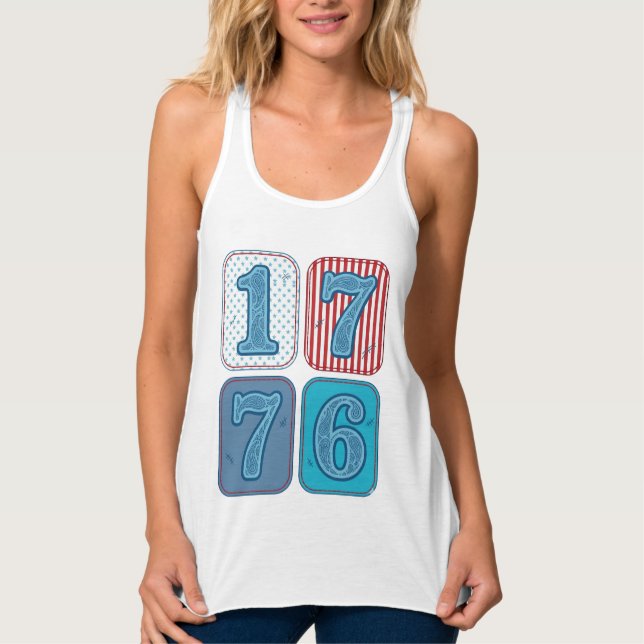 Vintage 1776 Patriotic Patchwork Singlet (Front)