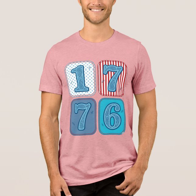Vintage 1776 Patriotic Patchwork Tri-Blend Shirt (Front)