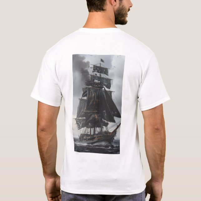 Vintage 17th Century Tall Ship Sailing T-Shirt (Back)