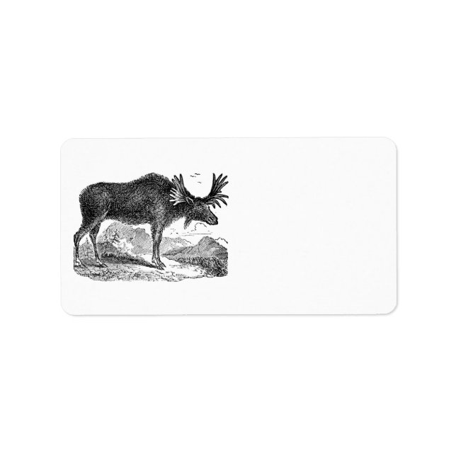 Vintage 1800s American Moose Illustration Template Label (Front)