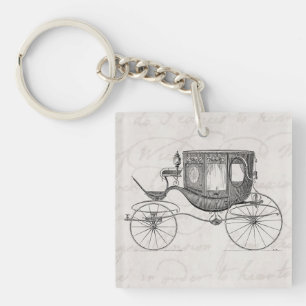Vintage 1800s Carriage Horse Drawn Antique Buggy Key Ring