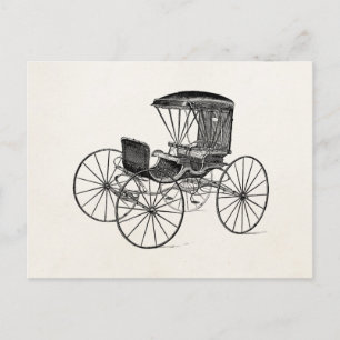 Vintage 1800s Carriage Horse-Drawn Antique Buggy Postcard