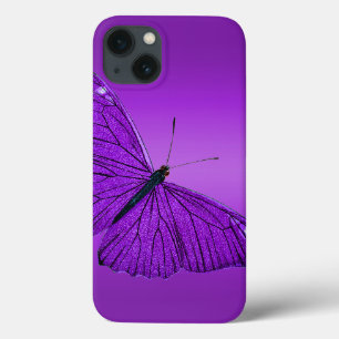 Vintage 1800s Dark Purple Butterfly on Purple iPhone 13 Case