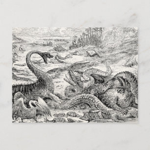 Vintage 1800s Dinosaur Illustration - Dinosaurs Postcard