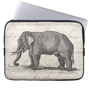 Vintage 1800s Elephant Illustration - Elephants Laptop Sleeve