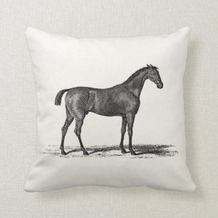 Vintage 1800s English Race Horse - Racing Horses Cushion