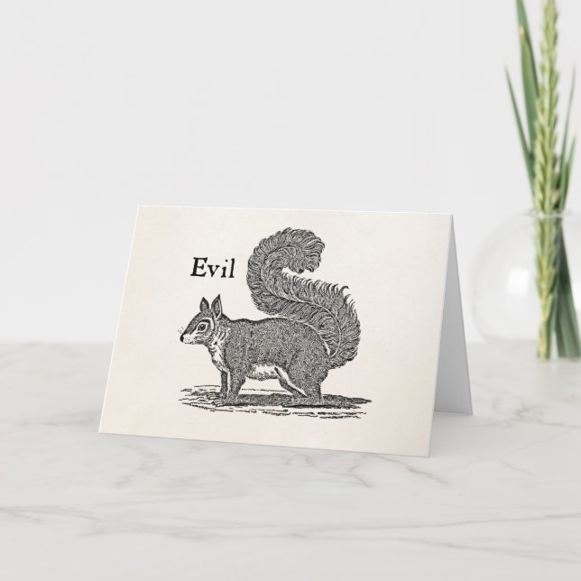 Vintage 1800s Evil Squirrel Illustration Card (Front)