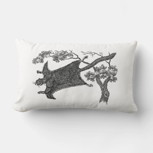 Vintage 1800s Flying Squirrel - Sugar Glider Lumbar Cushion (Front)