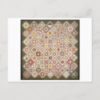 Vintage 1800s Friendship Quilt Postcard