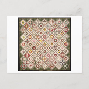 Vintage 1800s Friendship Quilt Postcard