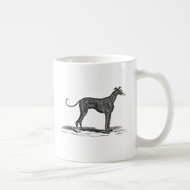 Vintage 1800s Greyhound Dog Illustration - Dogs Coffee Mug (Right)