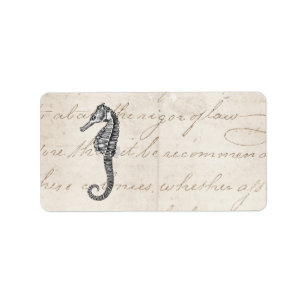 Vintage 1800s Hawaiian Sea Horse Illustration Label
