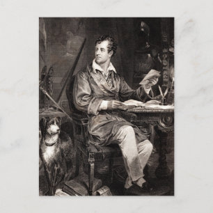 Vintage 1800s Lord Byron Portrait Victorian Poet Postcard